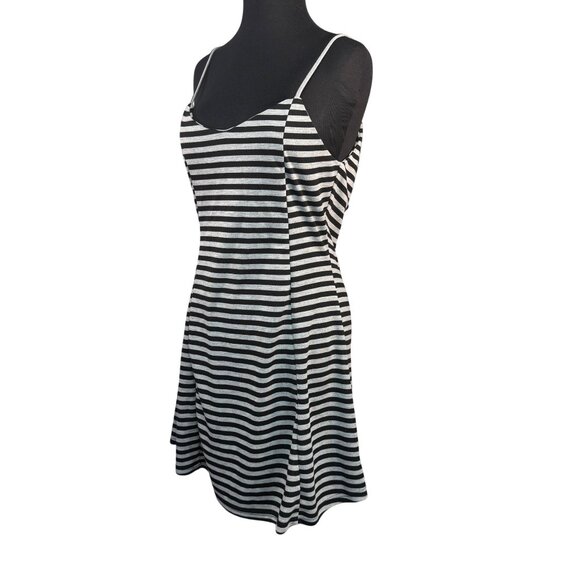Olive and Oak Womens Size Small Black and Gray Striped Sleeveless Mini Dress - Picture 2 of 9